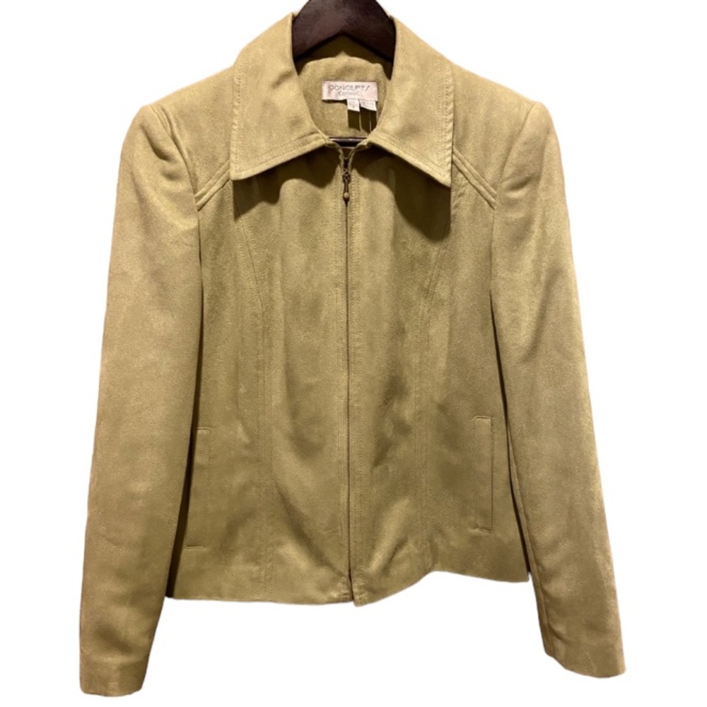 New Faux Suede feel coat in a light olive green. Concepts by Conrad C. S…